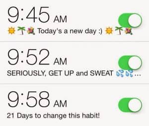 phone alarm clock for 21 day fix