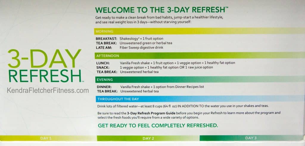 3 day refresh directions