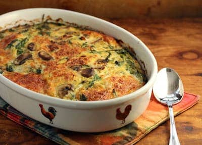 Spinach Casserole with Bacon and Mushrooms