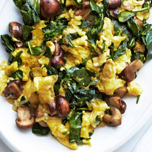 Sugar-Free - Cheesy, eggy mushrooms with spinach