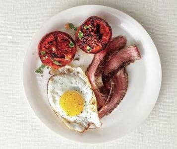 Low Carb - Steak and Eggs with Seared Tomatoes