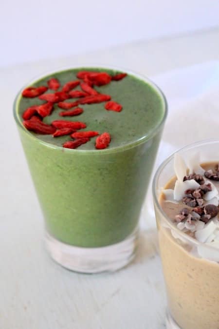 superfood powder and almond milk