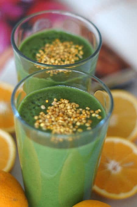orange juice with superfood powder