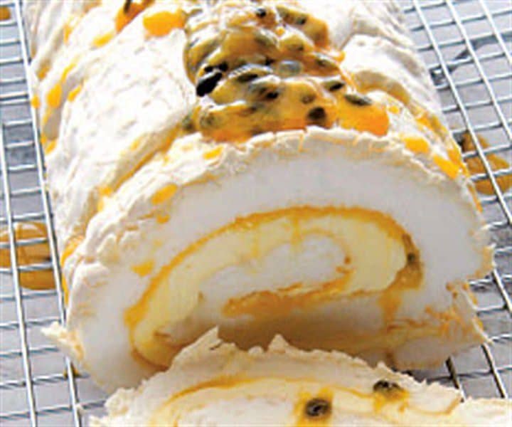 Gluten-Free Mango and Passion fruit roulade
