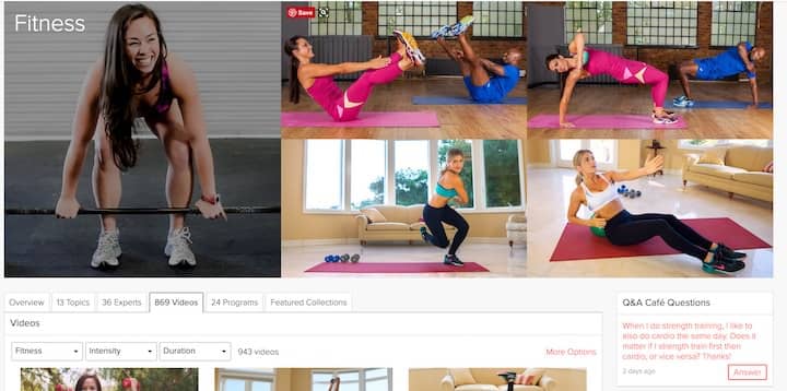 fitness section at grokker
