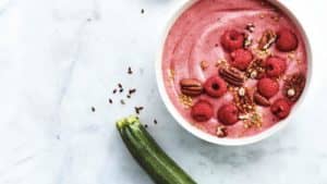 Peach and Raspberry Smoothie Bowl