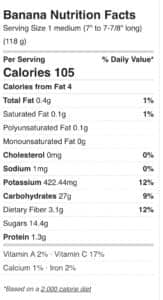 banan medium size calories nutrition facts