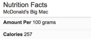 mcdonads big mac calories