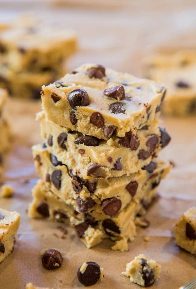 Raw Chocolate Chip Cookie Dough Bars pin